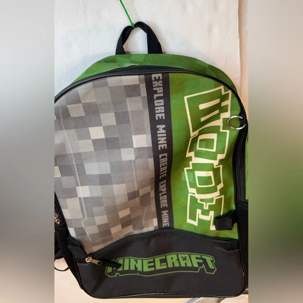 Minecraft Green and Gray Men's Backpack Boys Kids - Picture 3 of 9